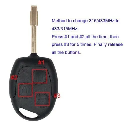 315MHz / 433MHz 4D63 Chip Remote Key 3 Button Fob For 2011-2015 Ford Fiesta KEYECU KR55WK47899