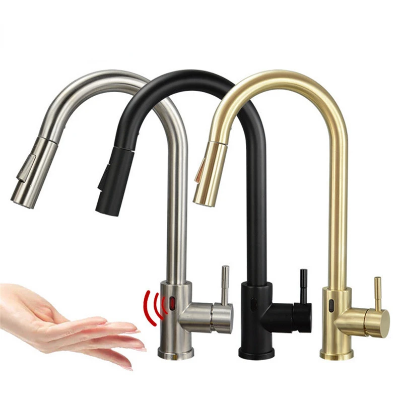 

Brushed Gold Touch Kitchen Faucets Crane For Sensor Kitchen Water Tap Sink Mixer Rotate Touch Faucet Sensor Water Mixer