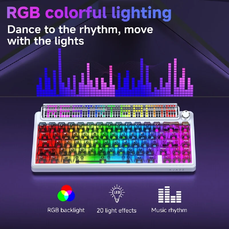 AJAZZ Pixel68 키보드, 게임, 업무 및 사무실용으로 사용 가능한 커스터마이징 가능 무선 키보드, 핫스왑 키, 사파이어 스타일