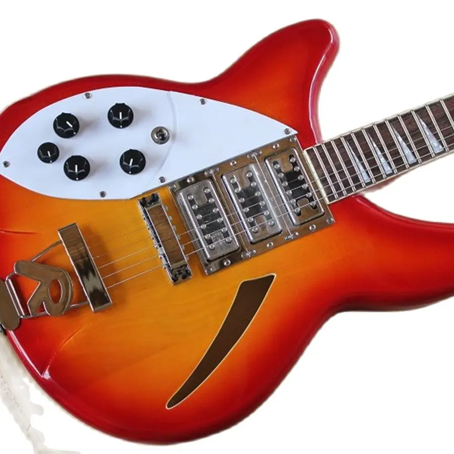 

Custom left hand, cherry blossom burst color semi hollow electric guitar, rosewood fingerboard, free delivery