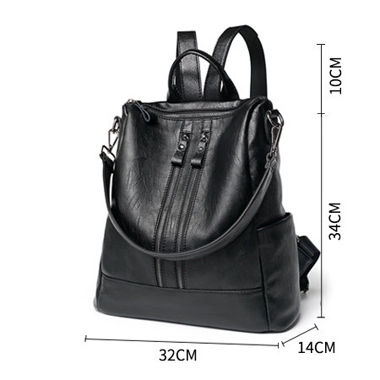 Zaini morbidi da donna Nuovo zaino da donna in pelle artificiale PU di grande capacità zaino nero tendenza moda classe studentesca - immagine 4