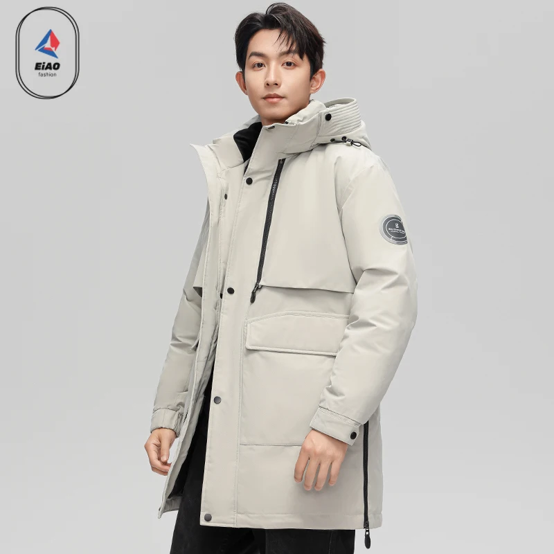EIAO 2025 Brand Goose Down Parka Men Winter Fashion Thickened Warm Mid-length Down Jacket Hunting Ski Cold-proof Puffer Coats