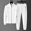 Minglu Spring Autumn Men's Sets Luxury Bee Printed Zipper Sweatshirt Solid Color Leisure Sports Elastic Wasit Pants Man Suits 1