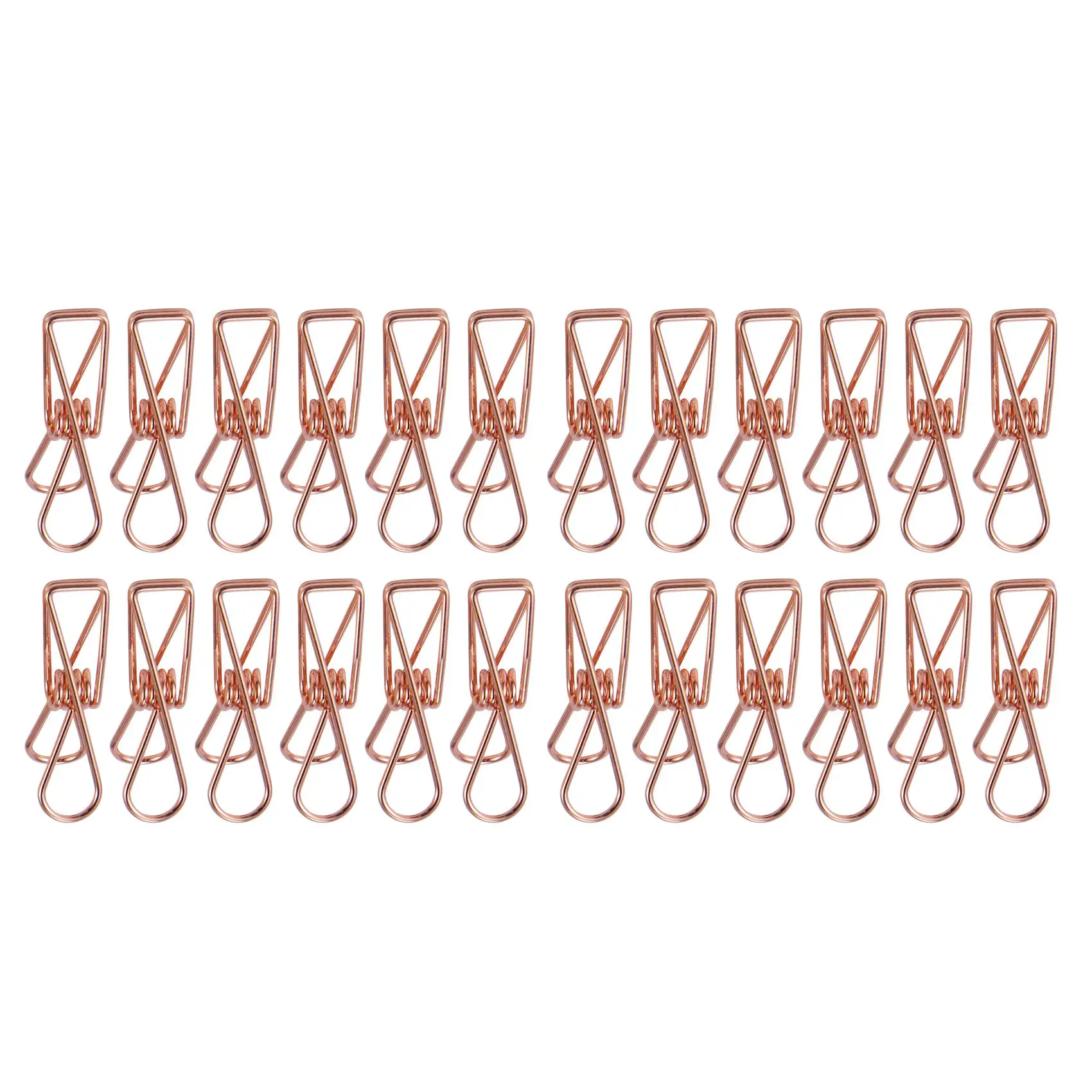 

Pack of 25 Rose Gold Small Metal Clips - Multi-Purpose Clothesline Utility Clips