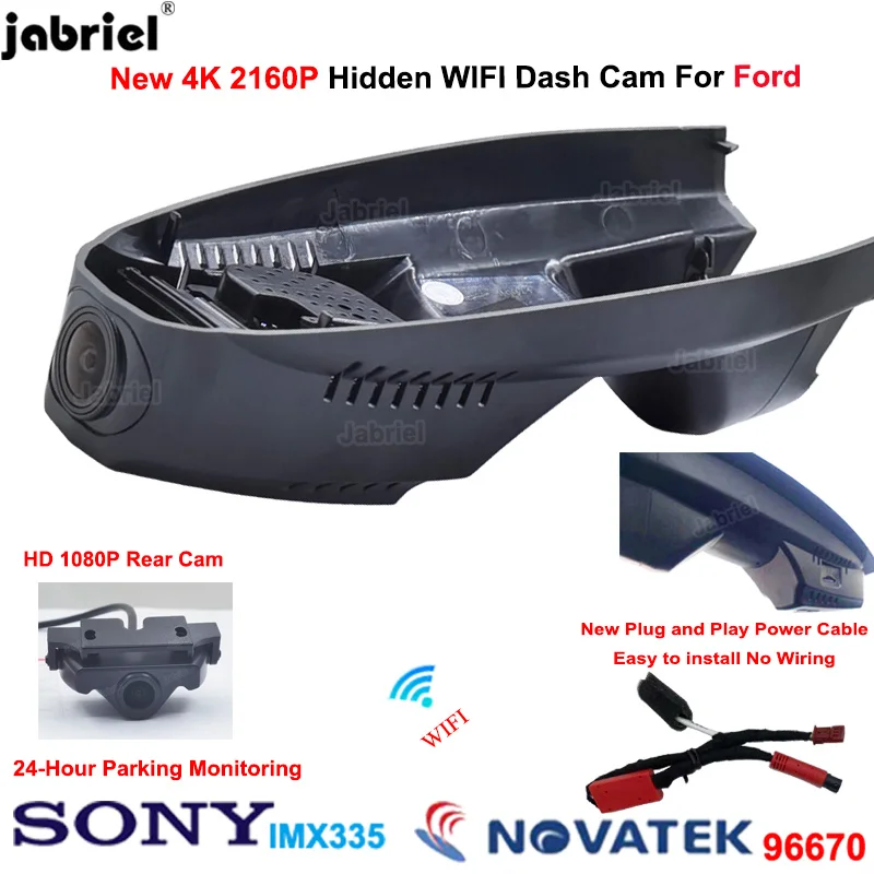 4K Wifi Dash Cam Front and Rear Camera For Ford Kuga c520 cx482 mk2 mk3 For  Ford Escape c520 cx482 mk2 mk3 2012-2022 UHD Car Dvr