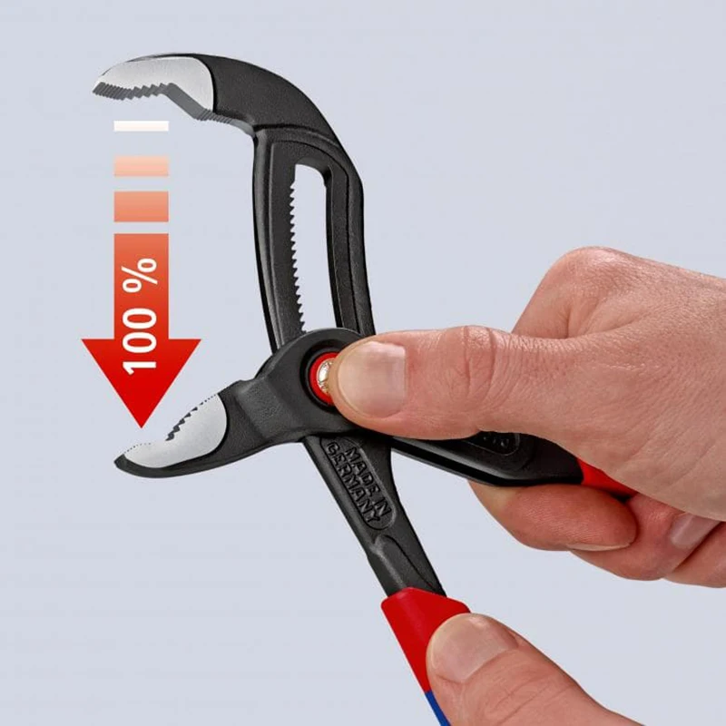 KNIPEX-87 21 250 코브라 퀵 세트 워터 펌프 플라이어, 10 인치 자동 잠금 없음, 미끄럼 방지 크롬 바나듐 전기 스틸 플라이어, 조절 가능