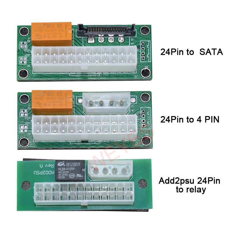 

10 PCS ATX2ATX-N03 Dual PSU Power Adapter ATX 24Pin to 4Pin SATA Sync Starter Extender Cable Card Add2psu for Graphics Card