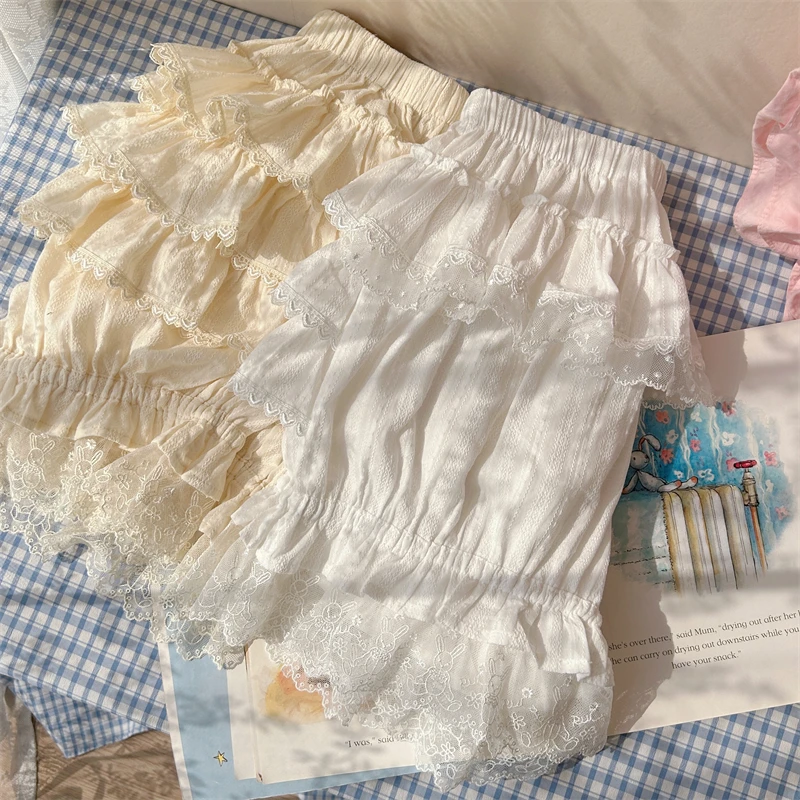 Sweet Cute Pumpkin Short Pants Safety Pants JK Leggings 2023 Women's Anti-Exposure Summer Lolita Outdoor Lace Bow Lantern Shorts