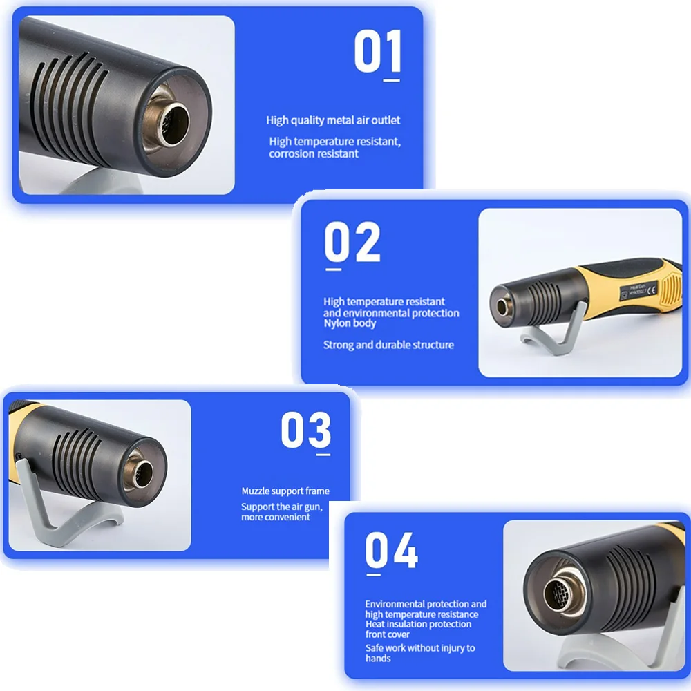 미니 열풍 송풍기 베이킹 건, 특수 열수축 필름 튜브, 전기 가열 건, 350W, 450W