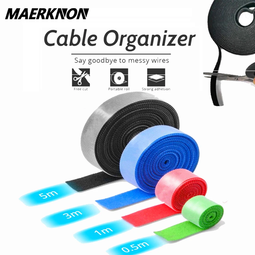 1 5M Kabel Organizer Usb Kabelhaspel Beheer Nylon Gratis Cut Tie Mouse