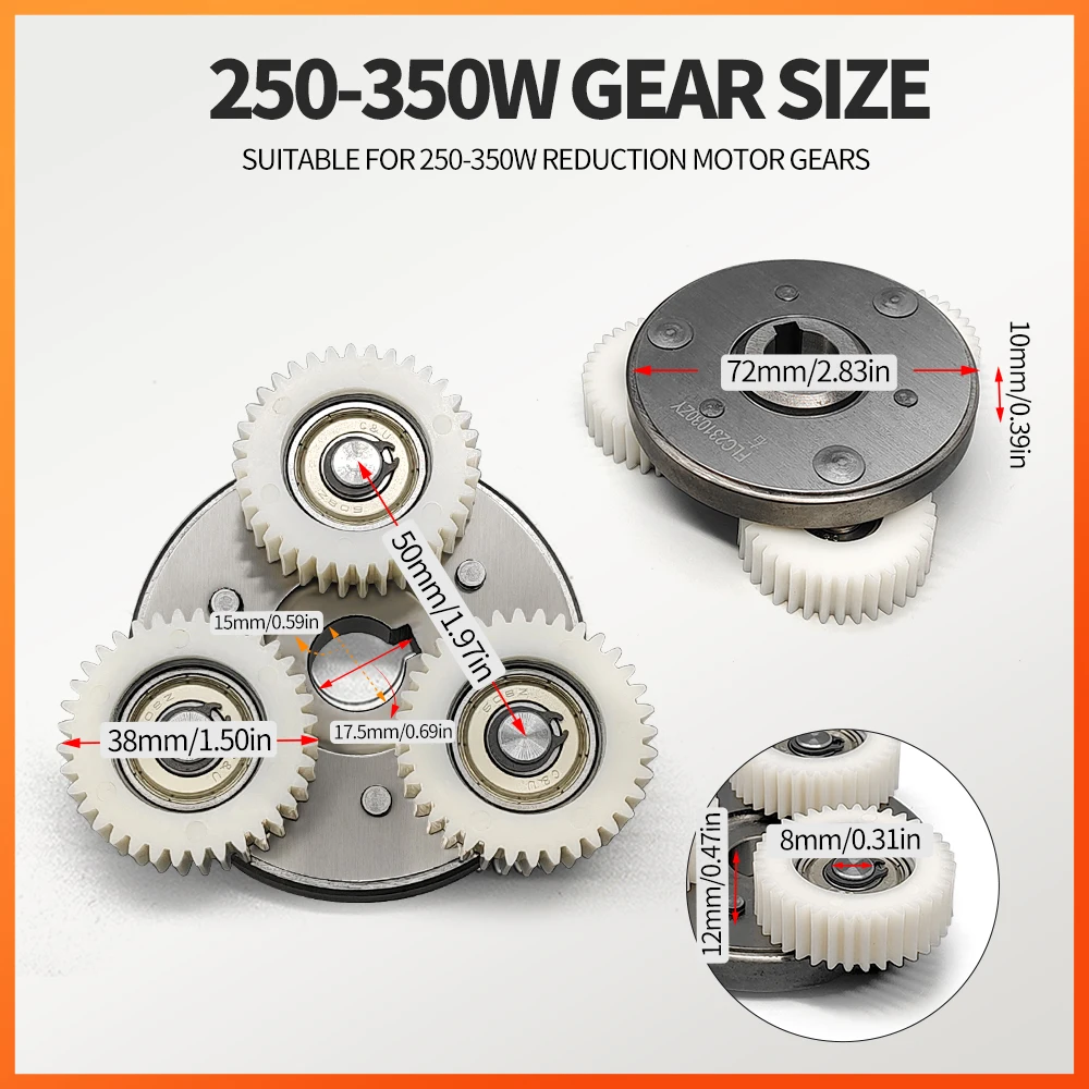 Enhanced E-Bike Planetary Gear Bearing Hub Clutch Kit, 36T Nylon 608 Ball Bearing