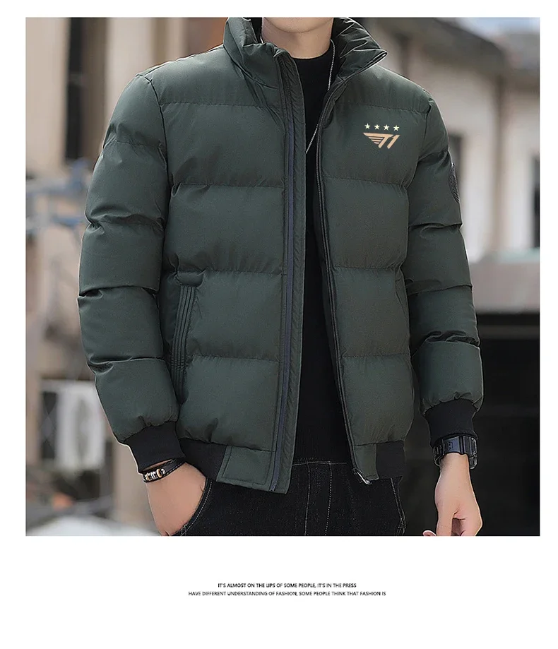 Men'S Autumn And Winter Thickened Warm Waterproof Jacket Casual Fashion Solid Color Loose Parka Coat Street Men'S Down Jacket