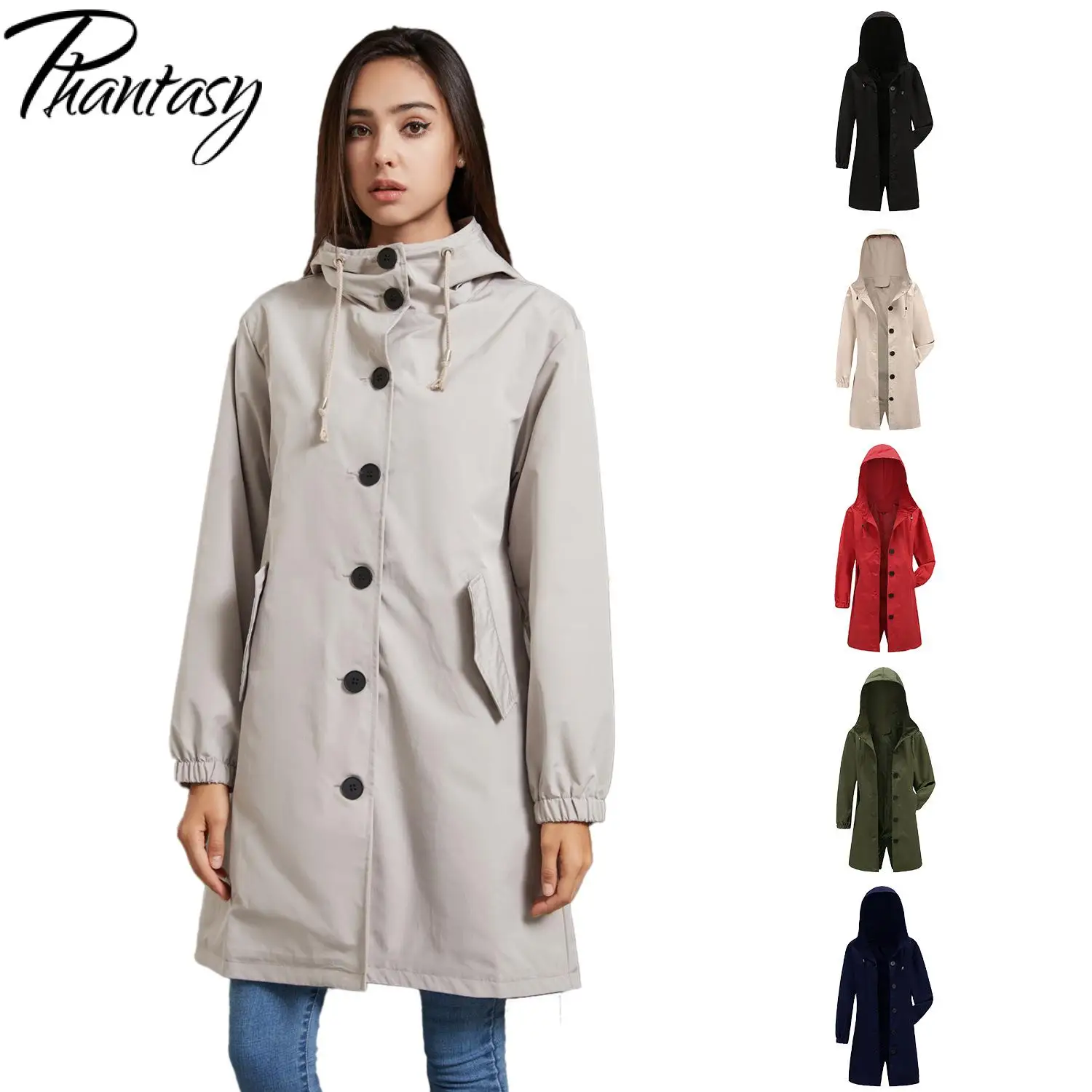 

Phantasy Office Lady Designer Long Coat Women Loose Casual Fashion Coat Female Pockets Hooded Retro Clothes Winter
