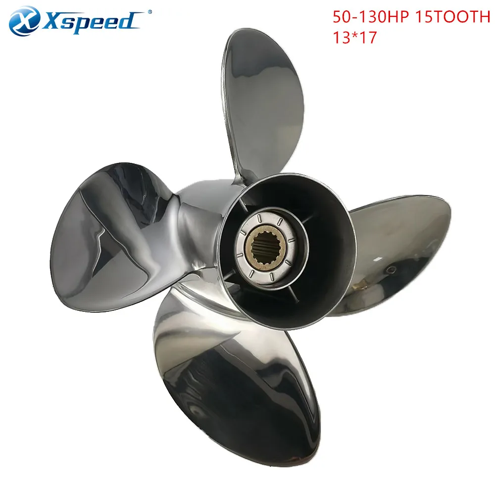 

Xspeed propeller 50-130 HP 13''x17'' 15tooth Stainless Steel 4 Blade For Yamaha Outboard Engine