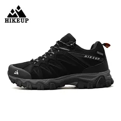 HIKEUP Premium Leather Outdoor Trekking Shoes - 44 (Black)