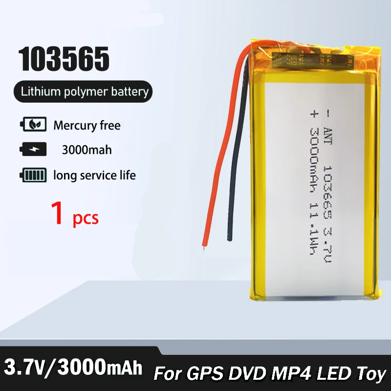 Bateria Recarregável de Polímero de Lítio 3,7V 3000mAh 103665 para