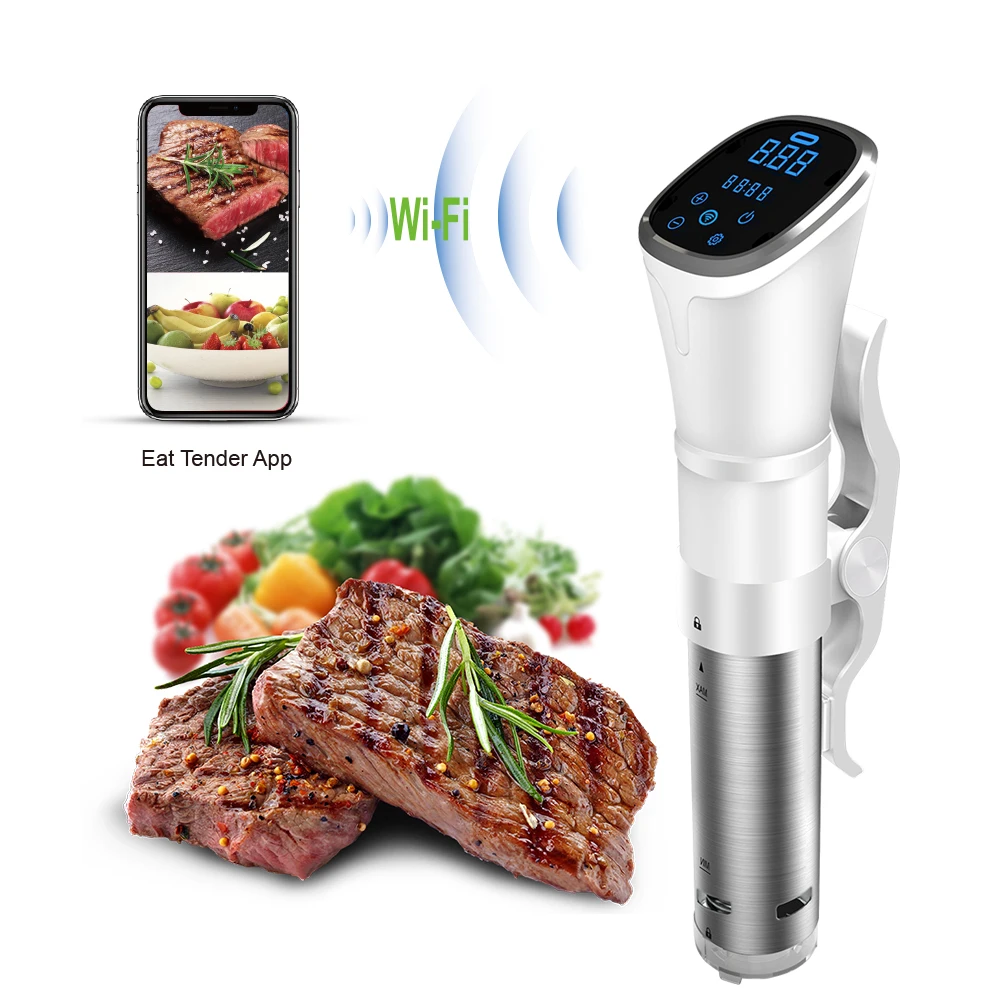 WiFi Sous Vide Cooker Immersion Pod - Powerful & Accurate - App Controlled -1200W - Blackand white - Free Recipe Book