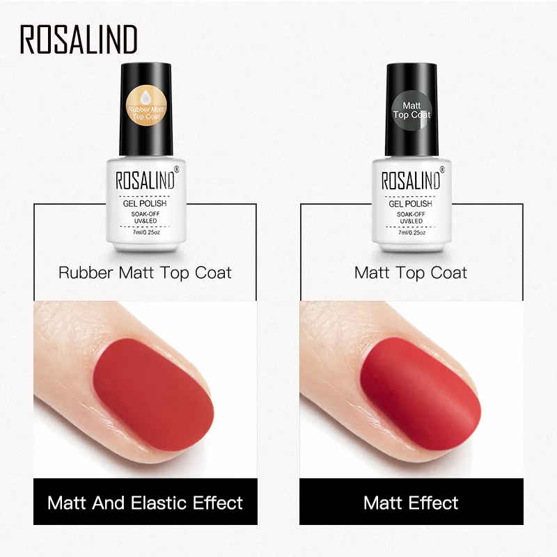 ROSALIND Gel Polish Matt Top Coat UV Lamp Gel Soak Off Reinforce 7ml Long Lasting Nail Art Manicure Gel Lak Varnish Primer 4