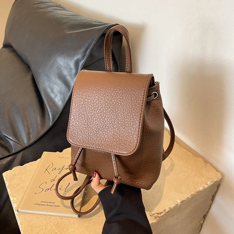 

Однотонные модные рюкзаки из ПУ кожи с ремешком, простые повседневные сумки на плечо, Лидер продаж 2024, женская сумка, женские сумки