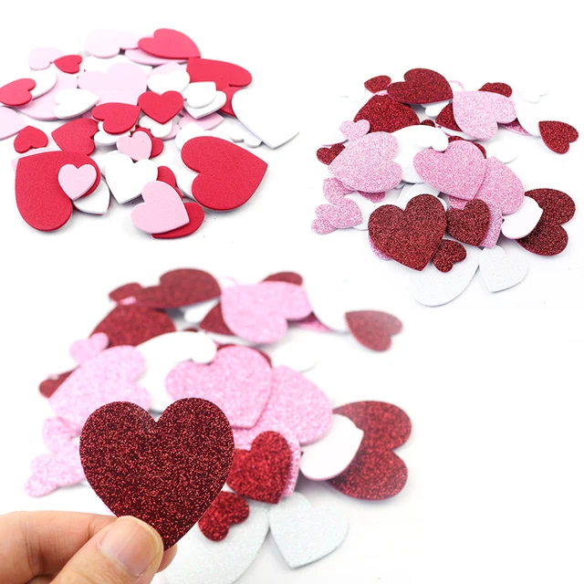 60 feuilles Autocollant Coeur Paillettes, Multicolores