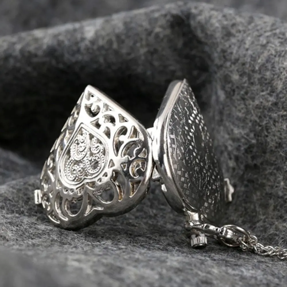 Vintage Quartz Pendant Chain Clock With Necklace Steampunk Pocket Watch Heart Pocket Fob Watches