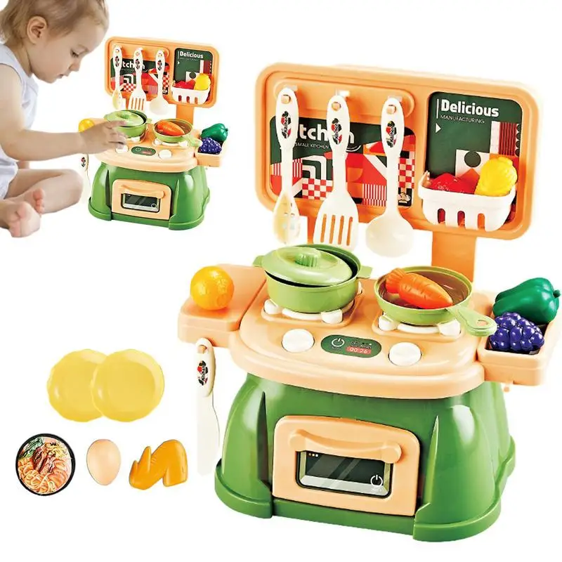 

Kids Play Kitchen Children Kitchen Pretend Play Toys With Cookware Accessories Interactive And Realistic Pretend Food Cooking To