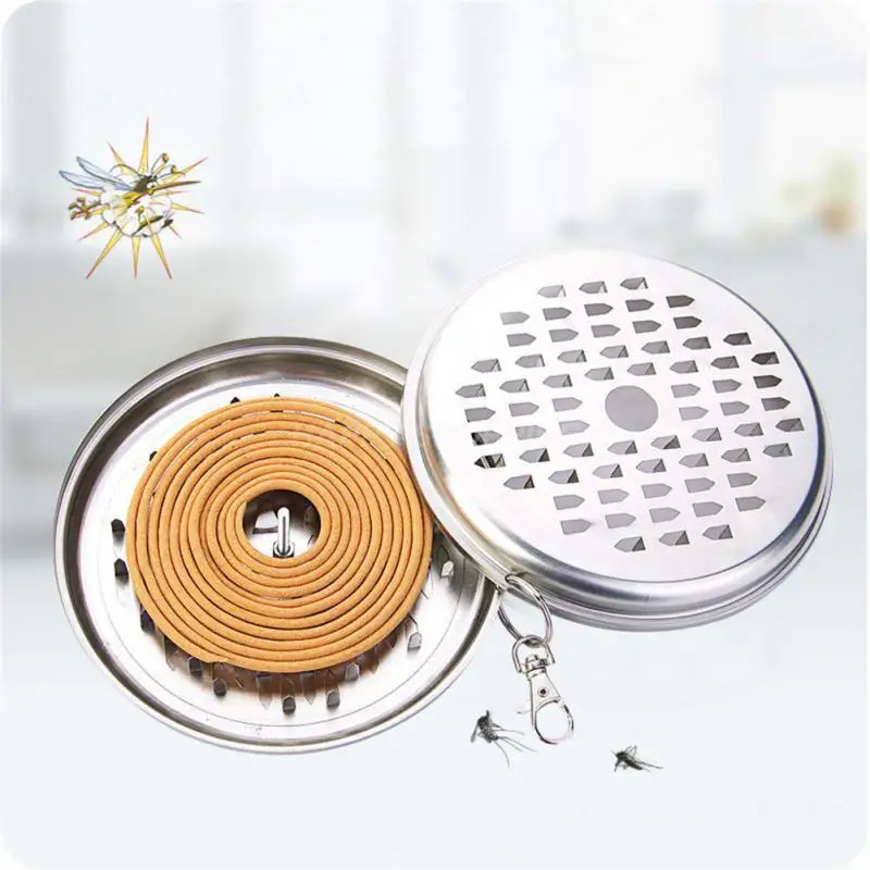 

Hanging Mosquito Coil Holder Portable Metal Incense Holder Insect Repellent Key Ring Tray For Fishing And Camping Outdoor Indoor