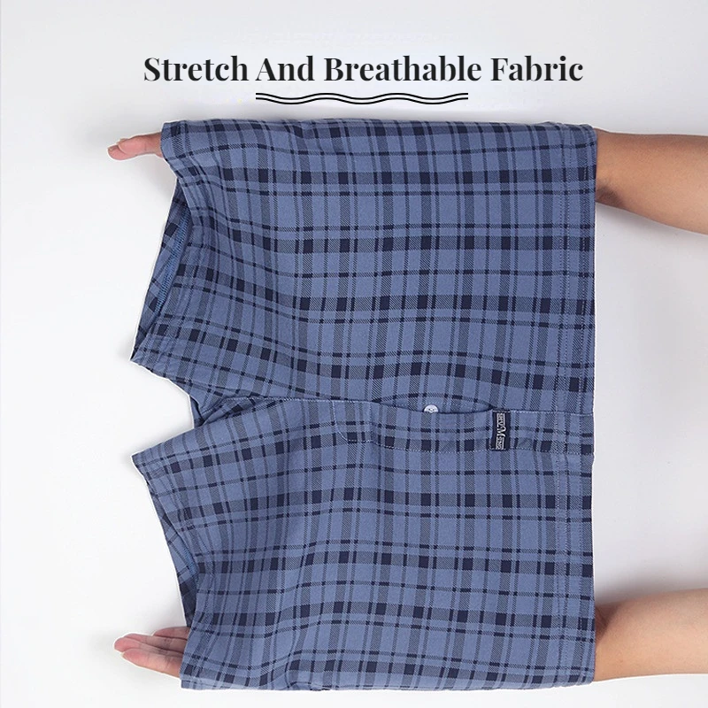 3PCS Men's Boxer Shorts Cotton Plaid 4 Colors High Rise Comfortable Loose Pants for Men Underwear Shorts Men's Panties
