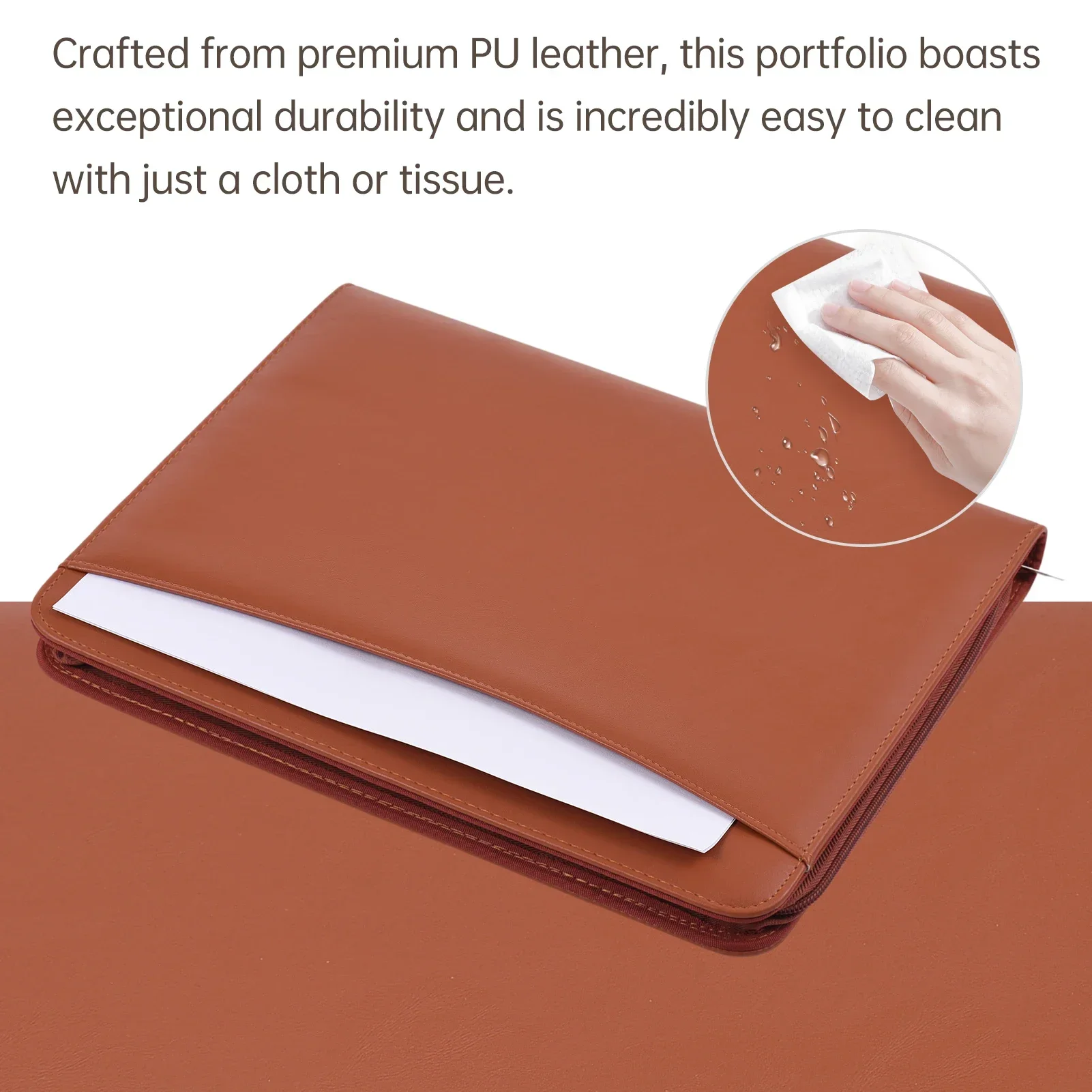 지퍼가 달린 Padfolio 일정 태블릿 재개 문서 일정, 가죽 플래너 거치대 인터뷰 정리함, 포트폴리오 슬리브 PU