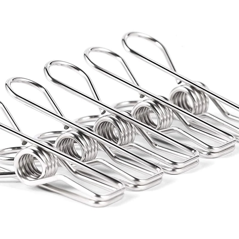 Wire Clothes Pins Clips Stainless Steel Long Tail Clips Hooks Hanging Universal Clip 6Pcs clothes clips