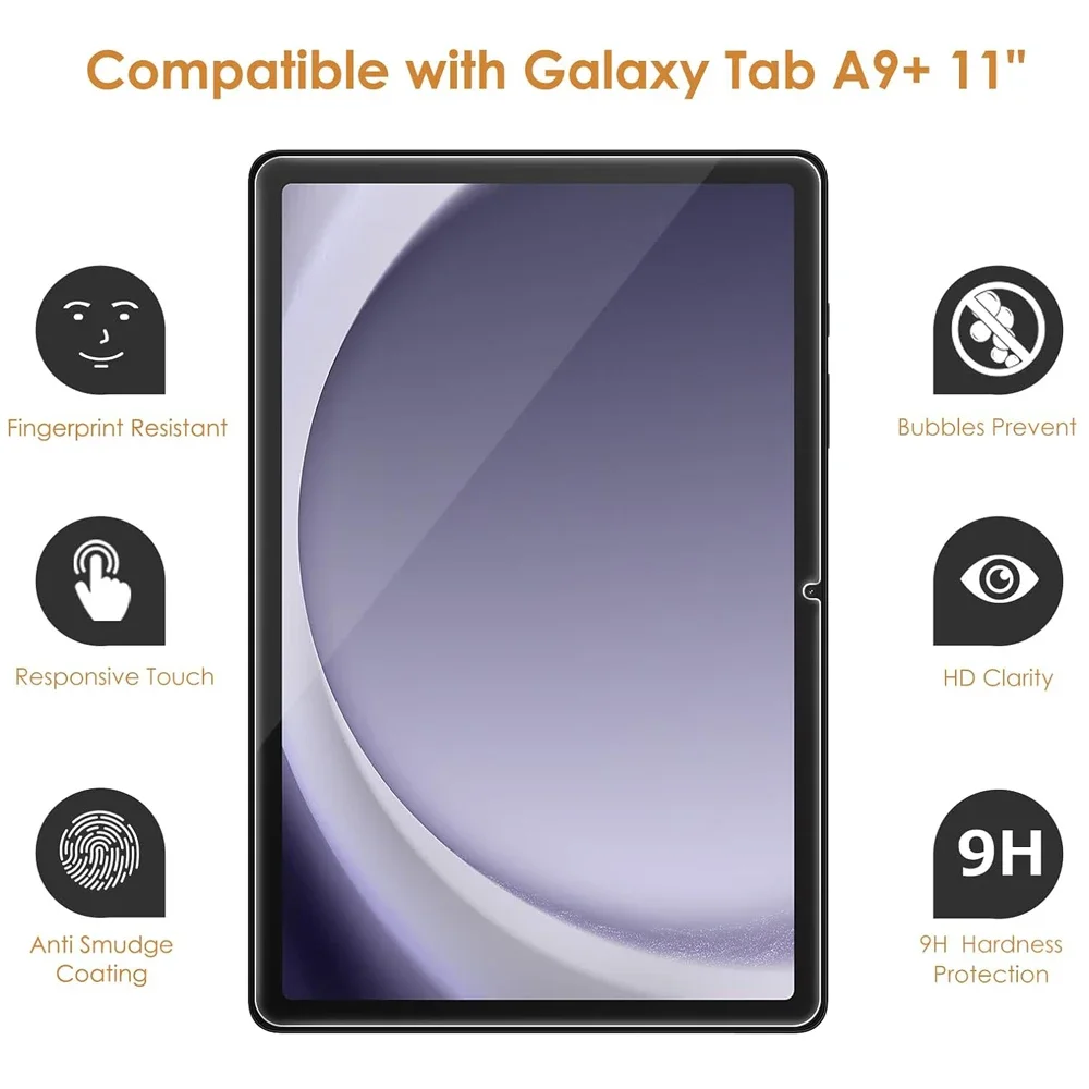 Tempered Glass Screen Protector 2PCS HD For Samsung Galaxy Tab A9+ A9PLUS 11inch Tablet SM-X210 X215 X216 Bubble Free