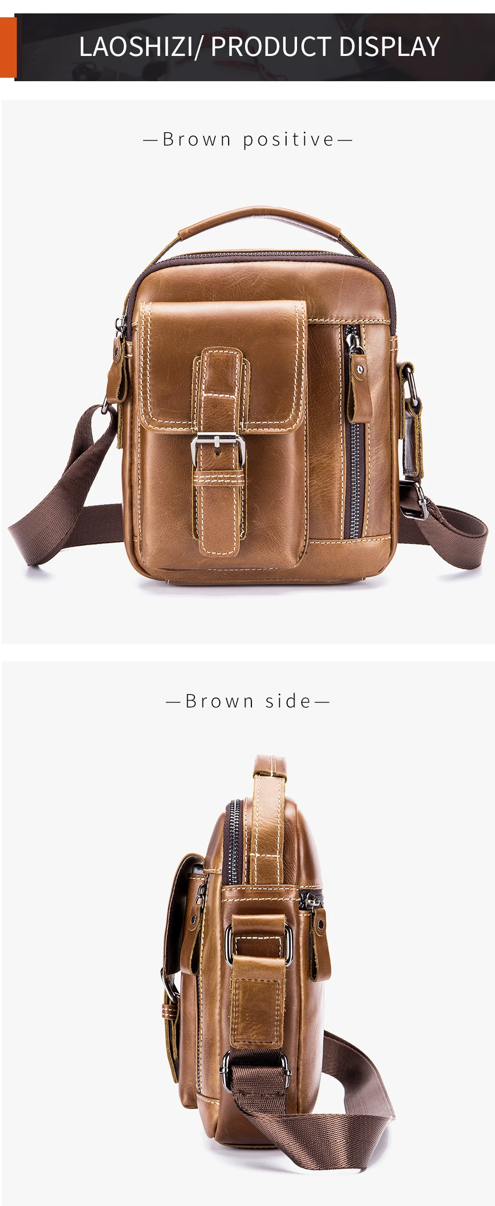 Men's Genuine Cowhide Leather Crossbody Bag - Vintage Vertical Shoulder 7 S09f2410900dd43b2b53d3b8d45ce9e51a