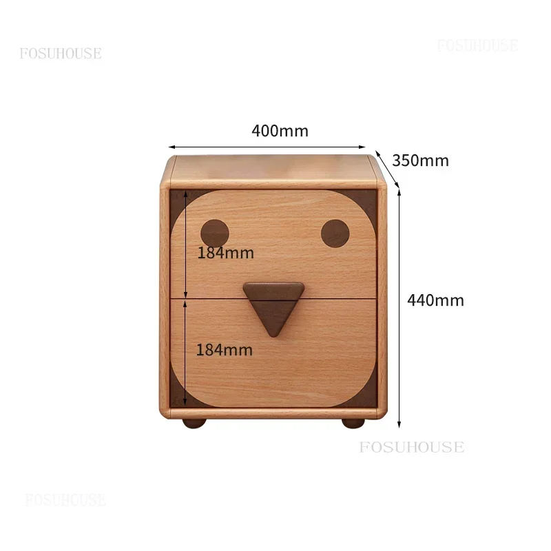 Solid Wood Children's Bedroom Nightstands Modern Apartment Dormitory Storage Cabinets Nordic Household Furniture Side Tables H
