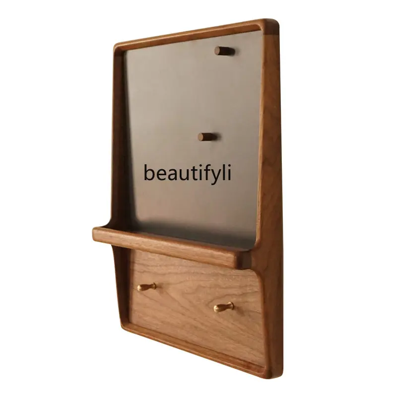 

Blackboard Black Walnut Solid Wood Multi-Functional Shelf Message Board Electric Box Cover home decor living room decoration
