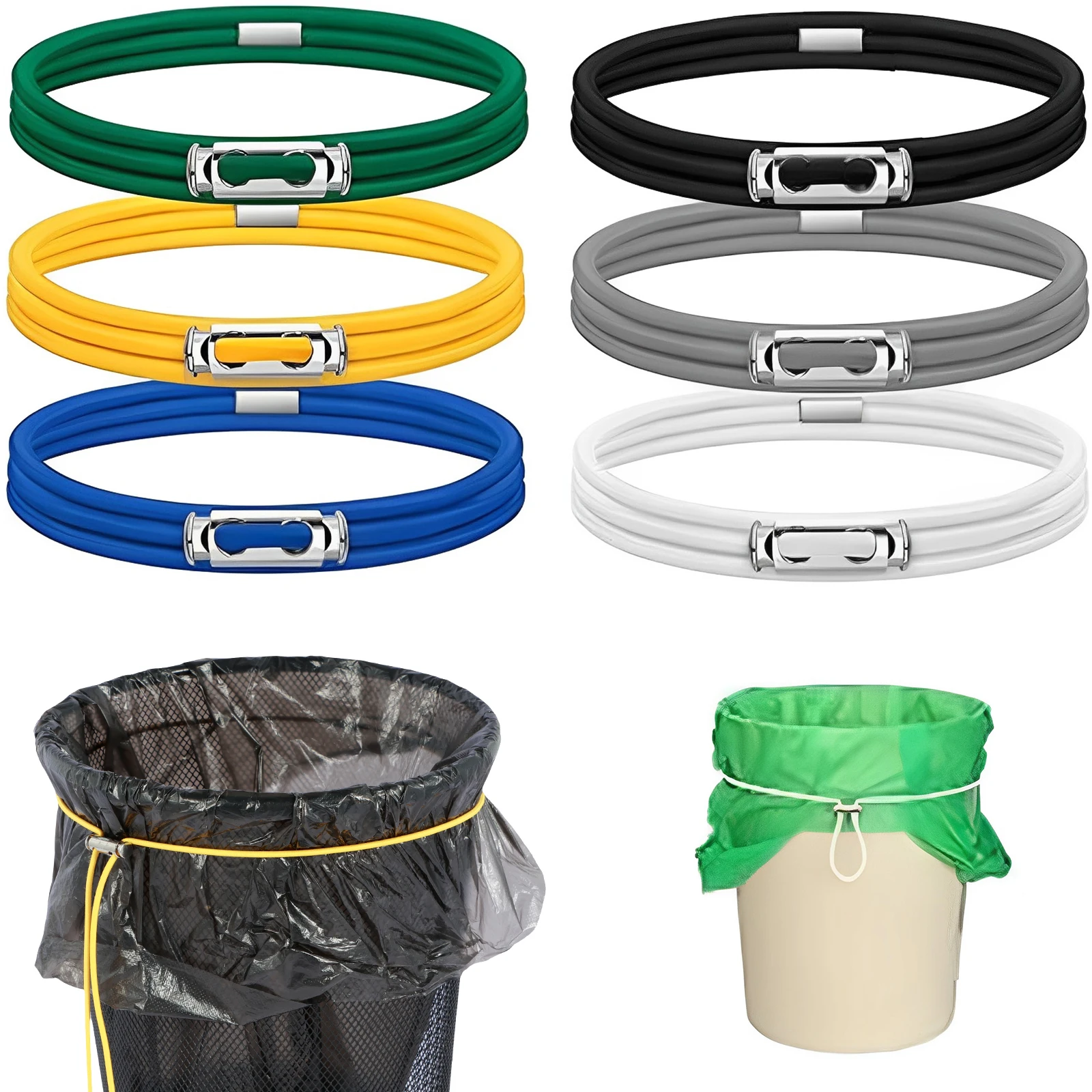 Colorful Elastic Rubber Trash Can Bands with Adjustable Buckle