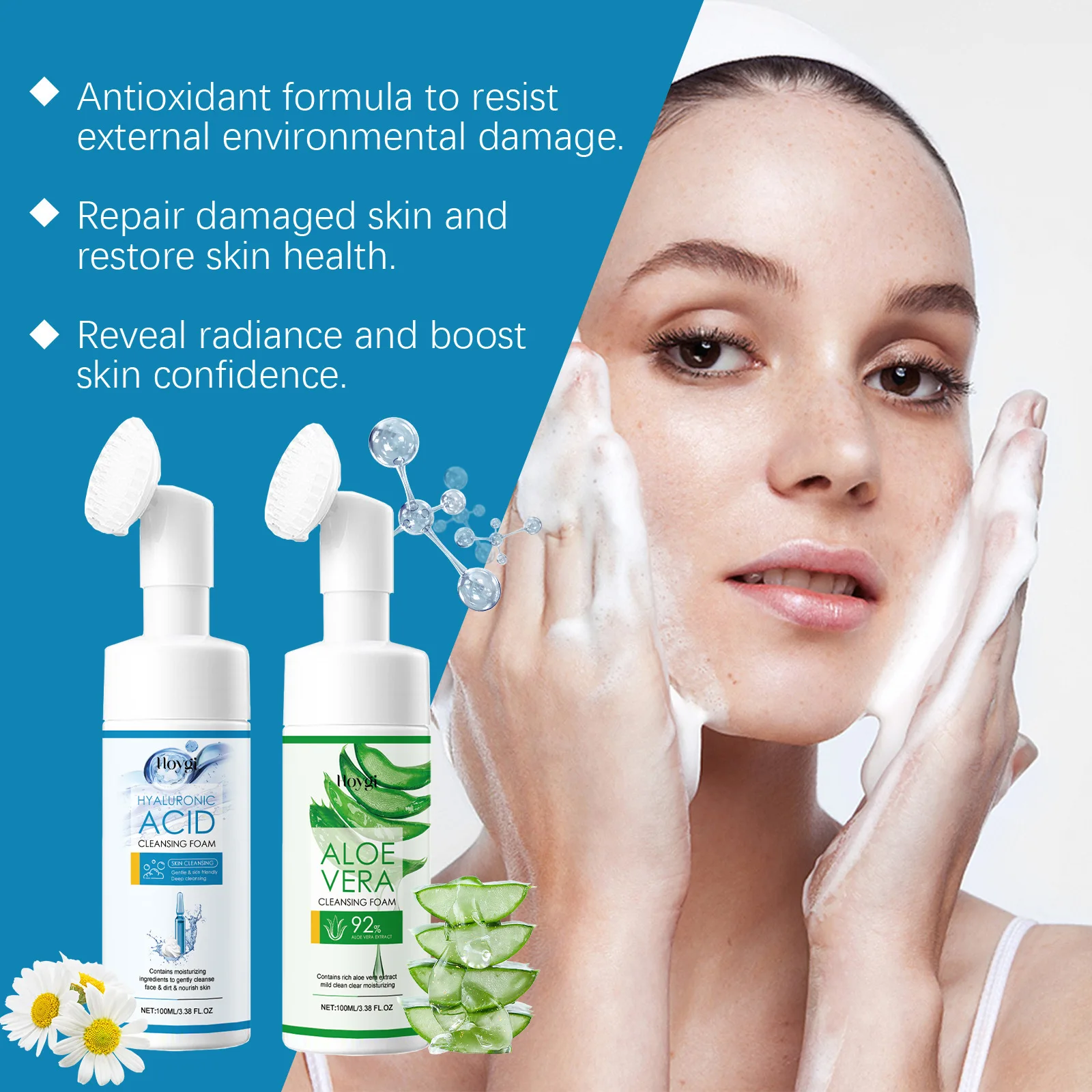 Aloe Vera Cleanser Moisturizing Oil Control Gentle Cleansing Skin Brightening Rejuvenation Unclog Pore Hyaluronic Acid Face Wash 5