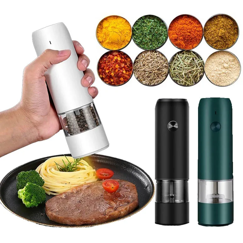 2022 New Electric Pepper Salt Grinders Automatic Usb Charge Spice Mill Adjustable Coarseness
