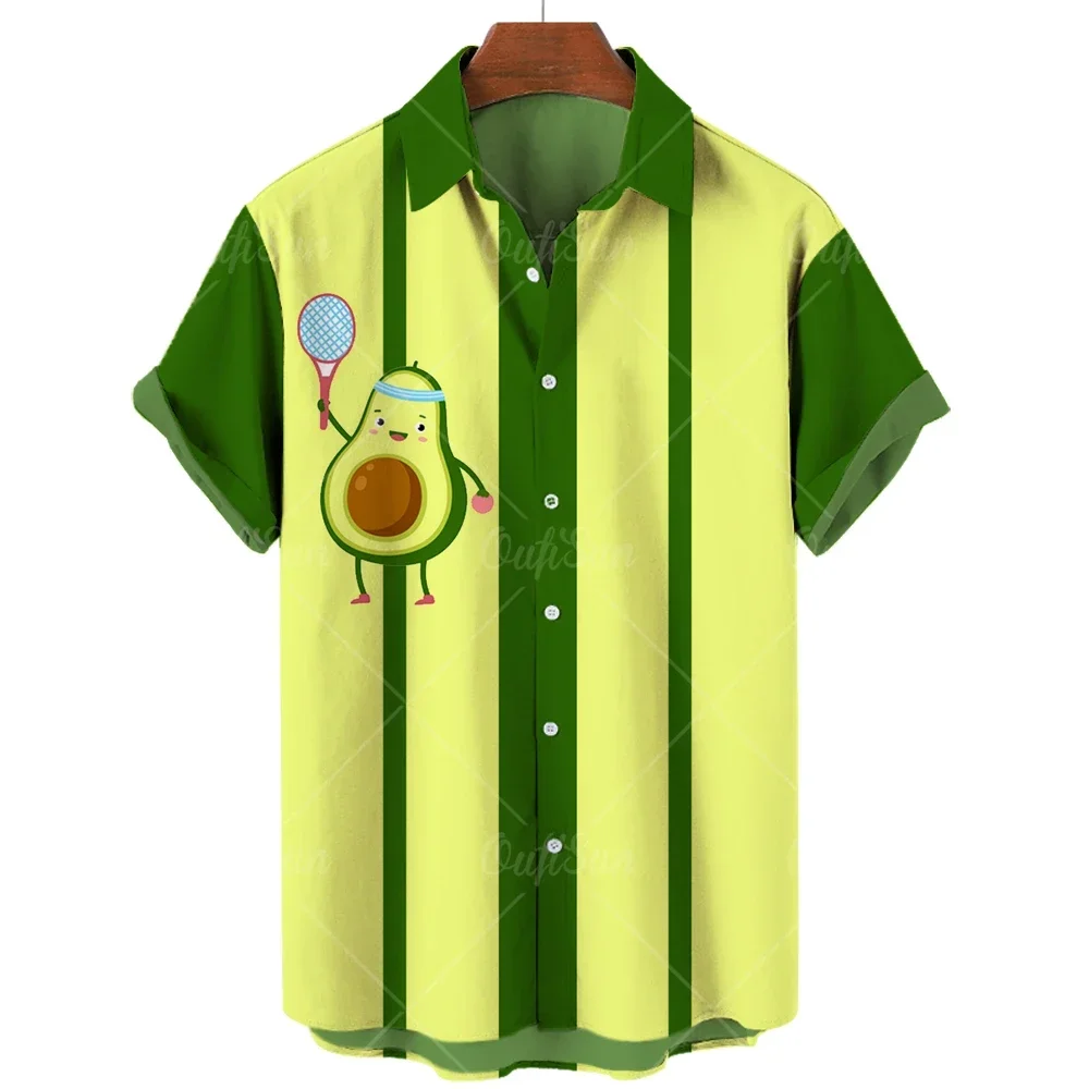 Avocado Fruit Pattern Funny Clothing Casual Pullover Men's T-shirt Fashion Summer Short Sleeve Harajuku Shirt