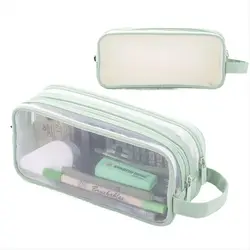 Large - Capacity Purple Transparent Case - Stylish and Versatile for Stationery or Cosmetics (Green)