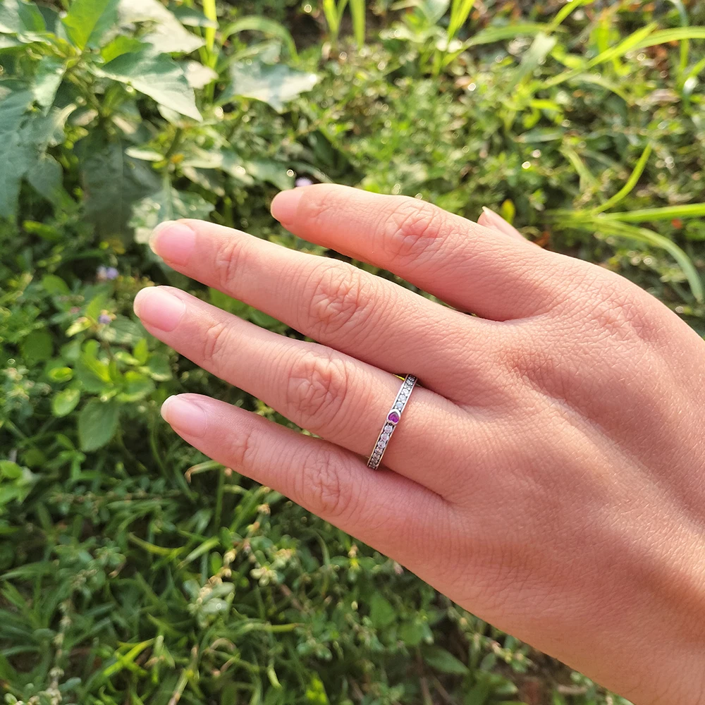 Silver Heart Ring European Sparkling AAA CZ S925 Sterling Red Heart Finger Ring For Women Birthday Party Wedding Gift Jewelry