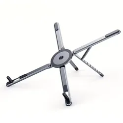 Foldable Aluminum Alloy Magnetic Laptop and Device Stand (Grey)