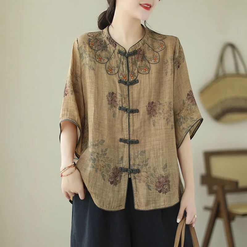 

cotton linen shirts women summer linen cotton tops lady chinese national shirts tops