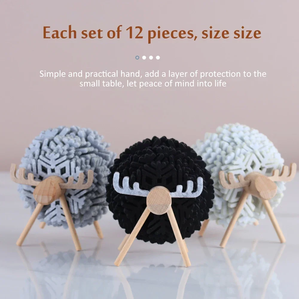 Elk Shape Drink Coasters Cup Pads Insulated Round Felt Cup Mats Creative Home Office Table Decoration Art Crafts Christmas Gift