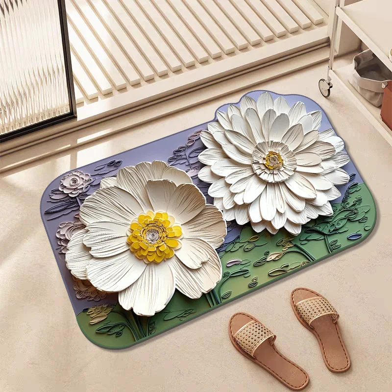 

Super Absorbent Shower Bath Mat Bathroom Anti-Slip Carpet Rug Simple Kitchen Entrance Soft Door Bathtub Side Bath Mat Home Decor