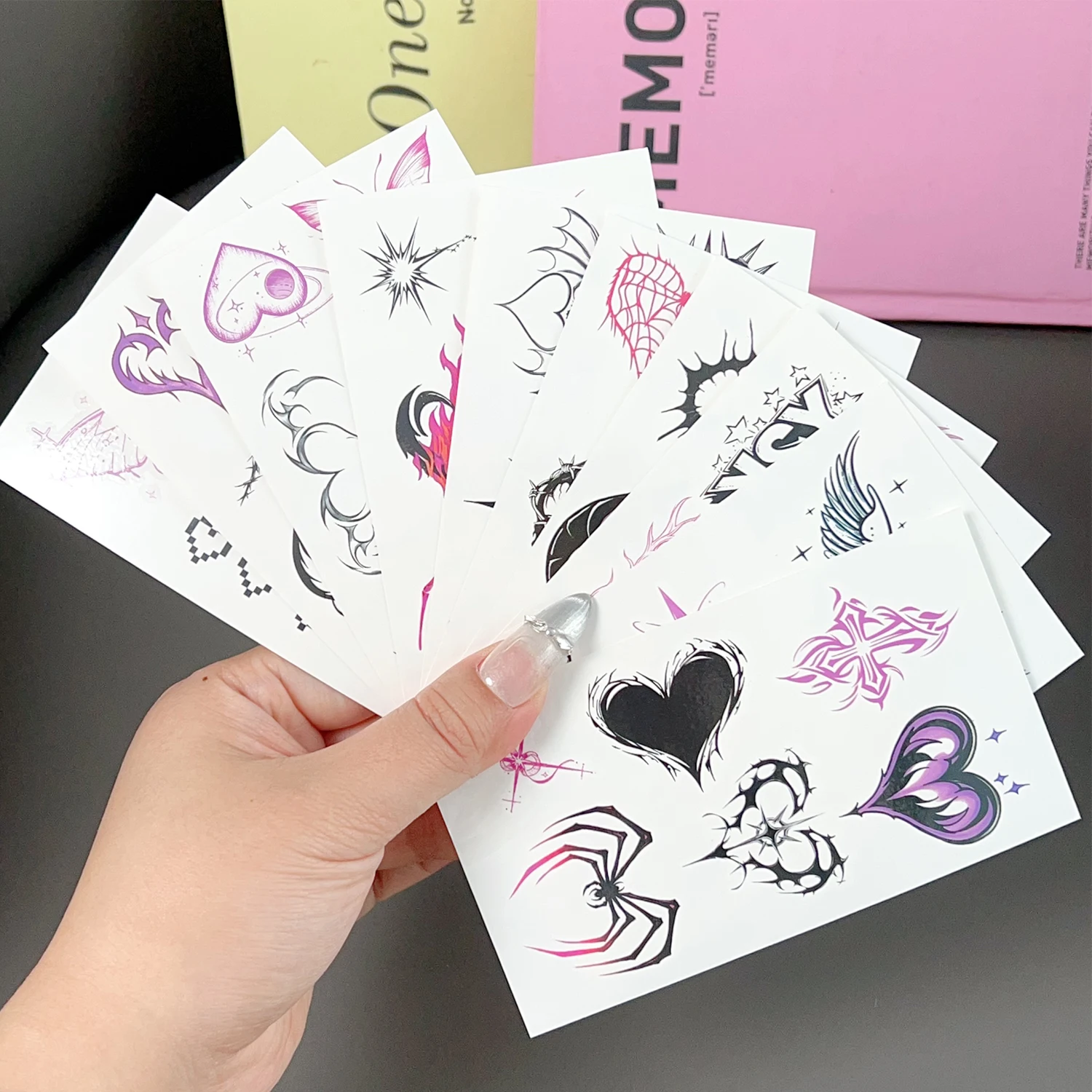 Waterproof Temporary Tattoo Stickers Pink Black Gothic