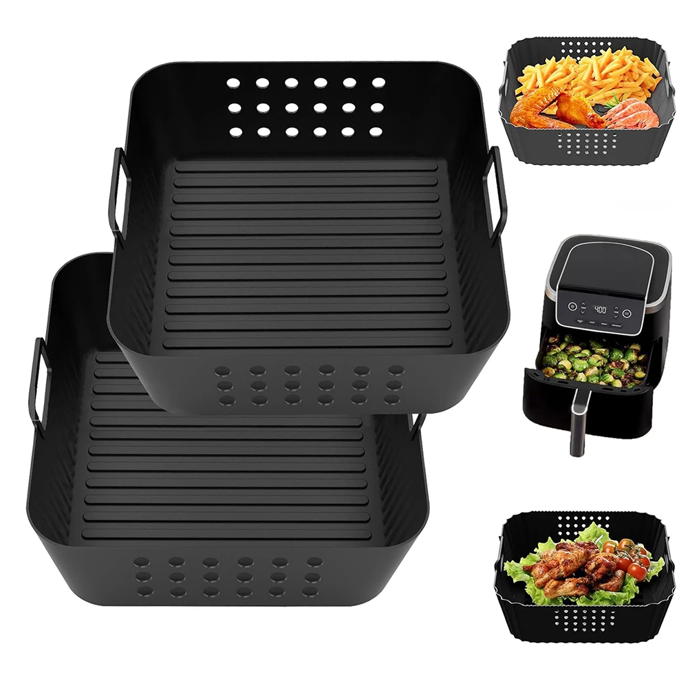 21cm Reusable Square Air Fryer Silicone Liners for Philip HD9270 Air Fryer Mould Accessoires for Ninja AF180 AF140 21cm Reusable Square Air Fryer Silicone Liners for Philip HD9270 Air Fryer Mould Accessoires for Ninja AF180 AF140