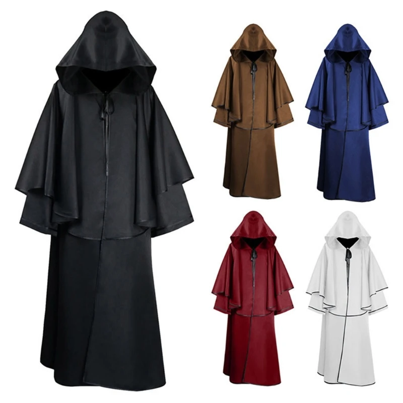 

634C Vampires Cosplays Costume Fancy Dress Party Wizard Witch Mantle Magician Hooded