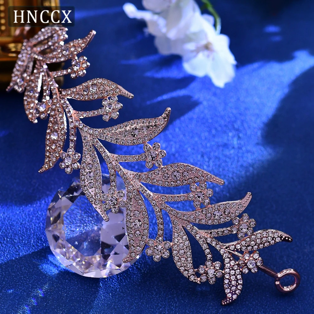 Rose Gold Color Bride Tiaras And Crowns Rhinestone Princess Headwear Wedding Hair Accessories Jewelry Crown Tiara CP326