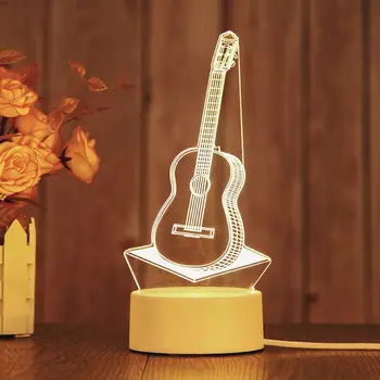 Guitar Night Light Creative Acrylic LED Table Lamp 7