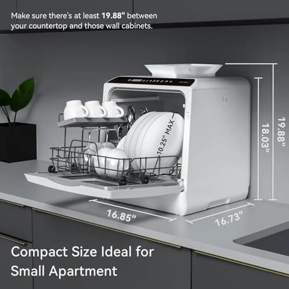 Portable Countertop Dishwasher 5 Washing Options 4 Place Settings 5L Water Tank Glass Door Display 2